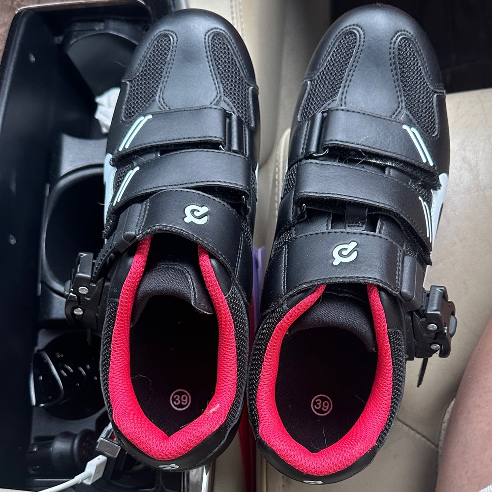 Peloton Black and Red Women's Cycling Sneakers